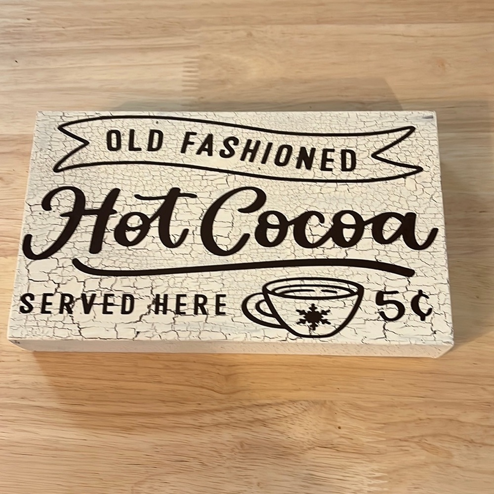 Crackle finish old fashioned hot cocoa Christmas box sign